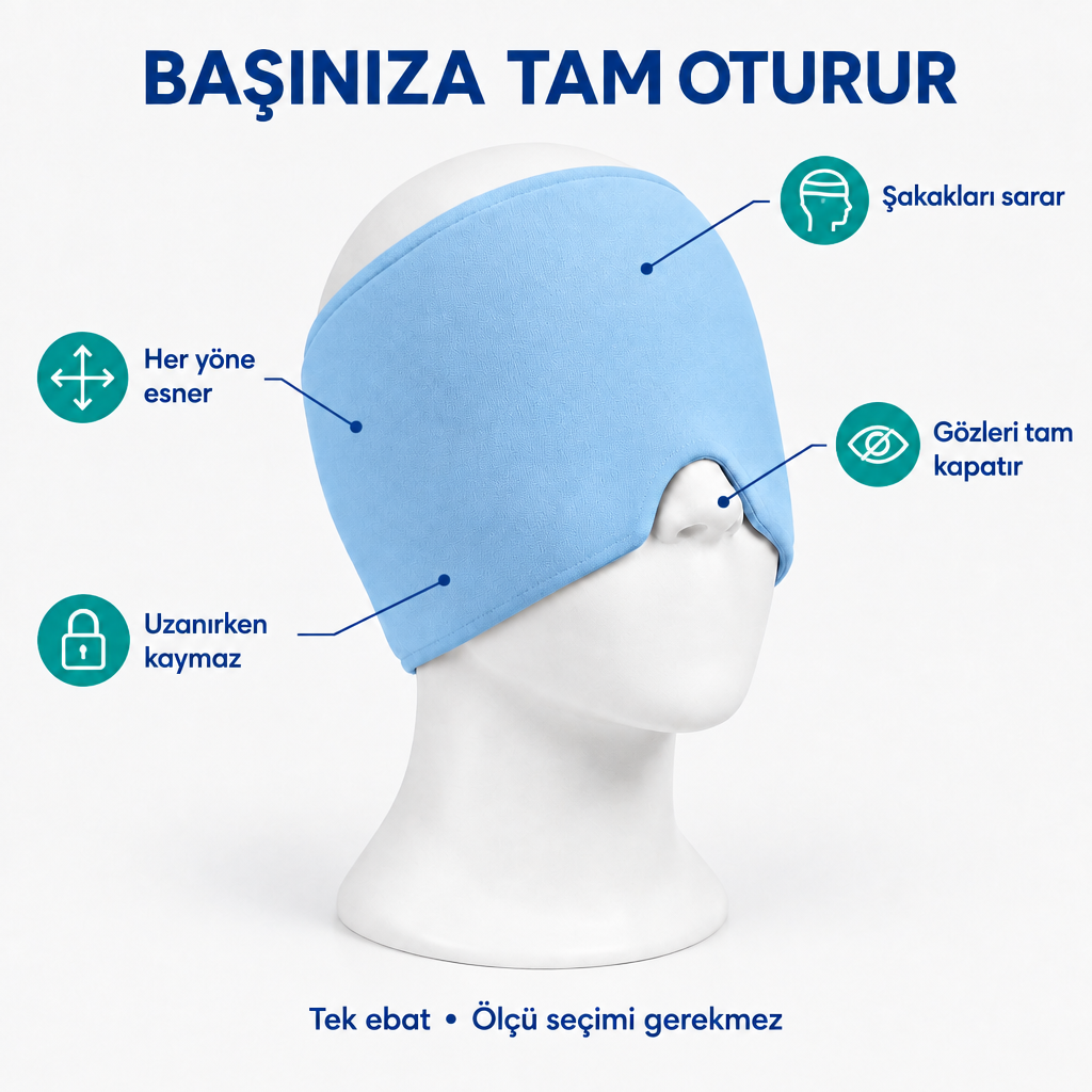 ORTEVA THERMA jel kafa bandı – Mavi, başa tam oturur